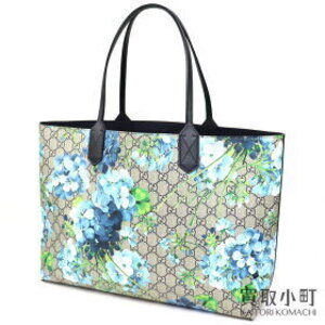 Gucci GG Blooms Reversible Tote Bag Blue Bloom Leather Floral Flower